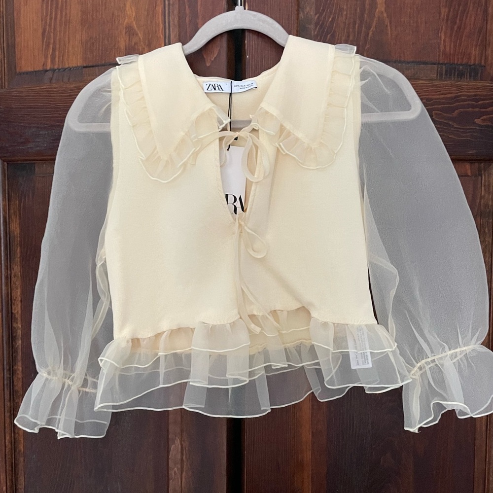 Zara Top, Cream, Size Small